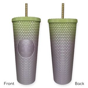 Starbucks Tumbler 2024 Fall Green Purple Gradient Ombre Studded Venti 24 oz Cup